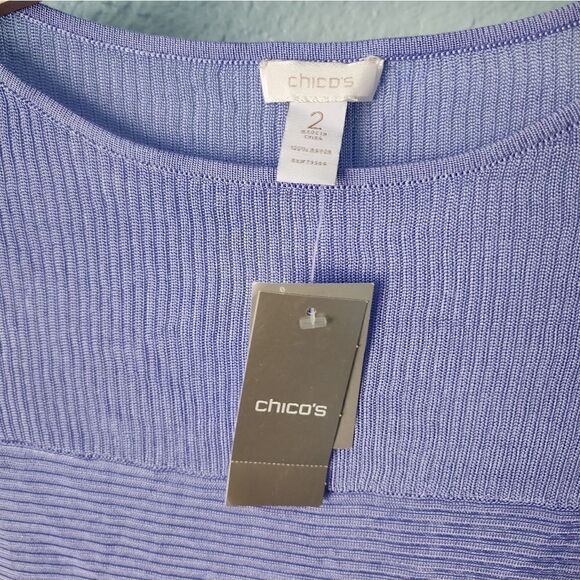 Chico's travel collection love lacey 3/4 sleeve lilac iris lagenlook sweater - Picture 5 of 13